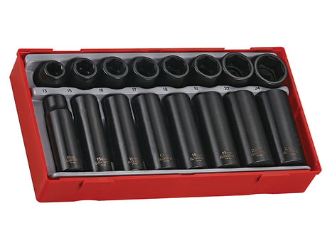 Teng TT9116 Regular/Deep Impact Socket Set, 16 Piece-  1/2in Drive