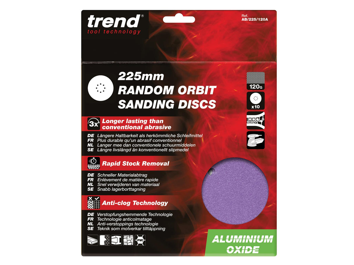 Trend Aluminium Oxide Orbital Sanding Discs 225mm