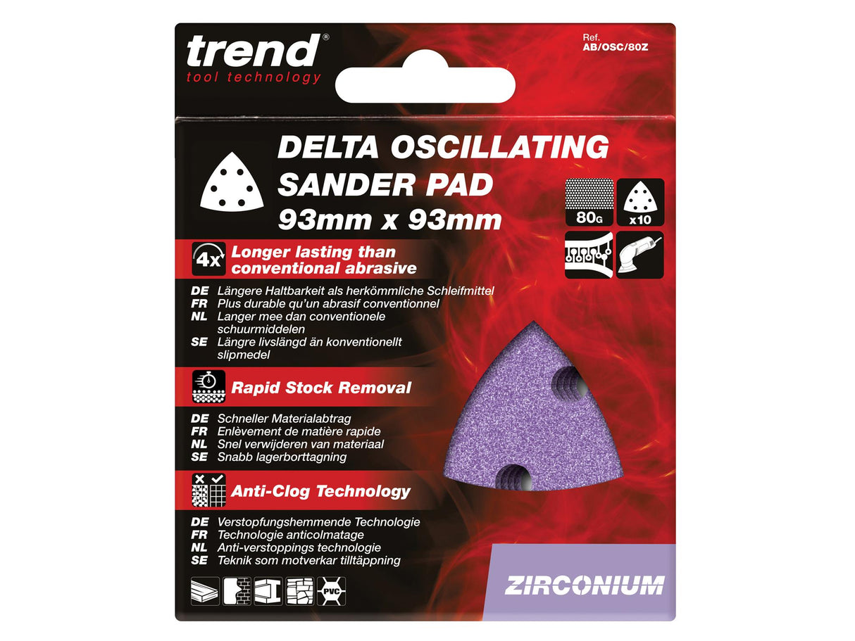 Trend Zirconium Delta Sanding Sheets 93mm 40G (Pack 10)