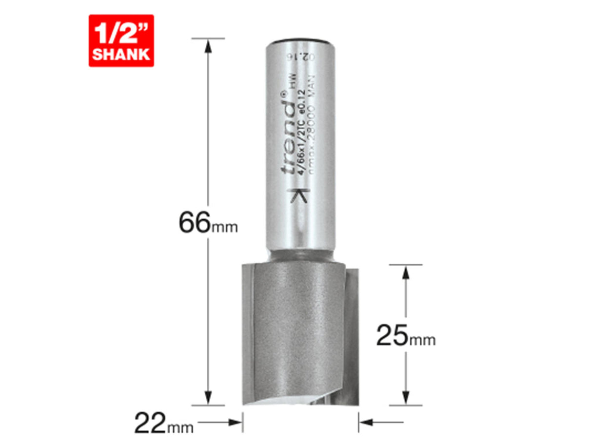 Trend Two Flute Cutter TCT, 1/2in