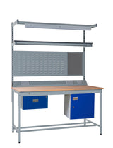 Kit 6 - 1500mm Square Tube Workbench With Accessories - Solid Beech Worktop