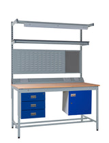 Kit 7 - 1500mm Square Tube Workbench With Accessories - Solid Beech Worktop