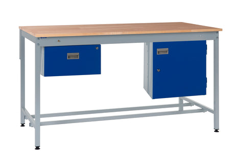 Kit 2 - 1800mm Square Tube Workbench With Accessories - Solid Beech Worktop