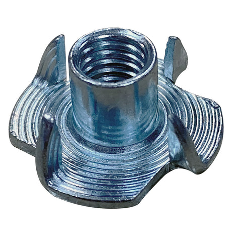 M5 X 8.0mm Pronged Tee Nut Zinc  Four Prongs Bulk  - 5000 box qty