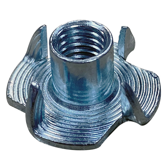 M5 X 8.0mm Pronged Tee Nut Zinc  Four Prongs Bulk  - 5000 box qty
