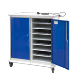 Large Laptop & Tablet Storage Trolley 1200x1040x660 - 16 Tiers, 2 Doors - Blue