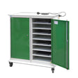 Large Laptop & Tablet Storage Trolley 1200x1040x660 - 16 Tiers, 2 Doors - Green