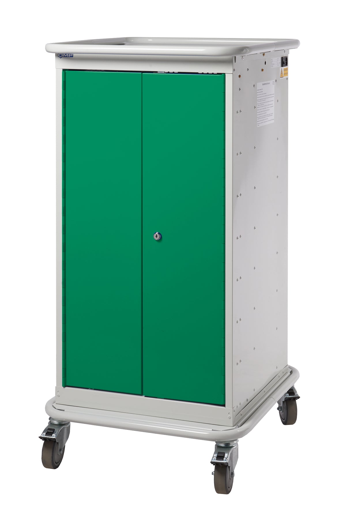 Narrow Aisle Laptop & Tablet Storage Trolleys 1200x525x670 - 8 Tiers, 2 Doors - Green