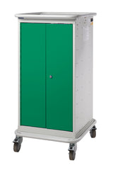 Narrow Aisle Laptop & Tablet Storage Trolleys 1200x525x670 - 8 Tiers, 2 Doors - Green