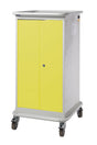 Narrow Aisle Laptop & Tablet Storage Trolleys 1200x525x670 - 8 Tiers, 2 Doors - Yellow