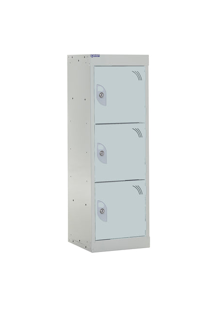 School Locker 955x300x300mm - 3 Compartments - Light Grey