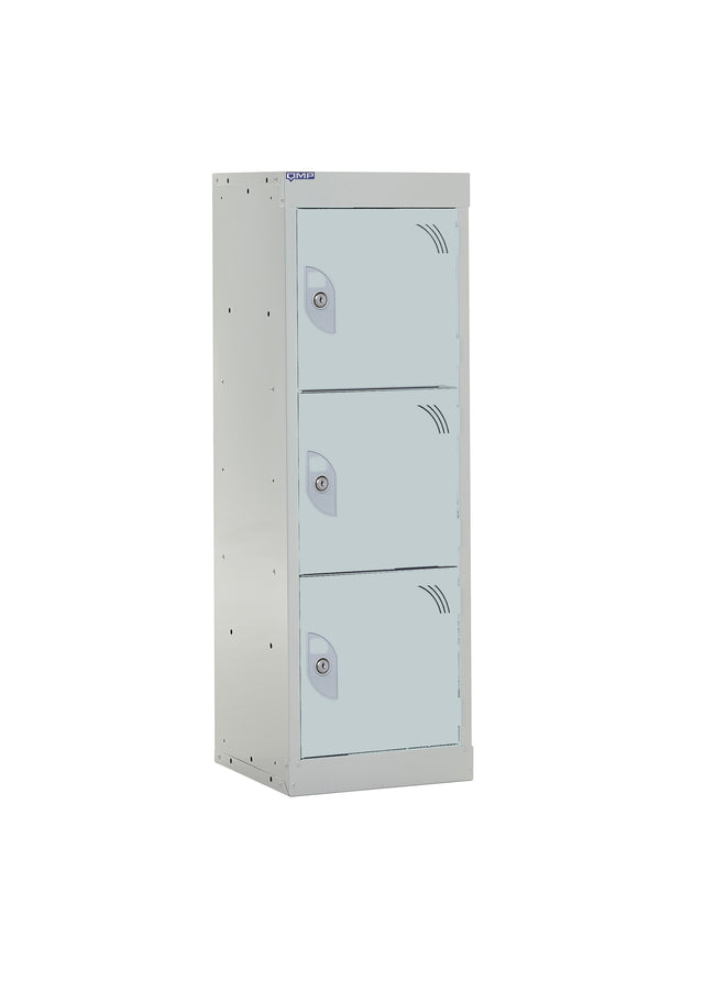 School Locker 955x300x300mm - 3 Compartments - Light Grey