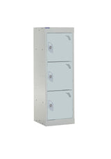 School Locker 955x300x450mm - 3 Compartments - Light Grey