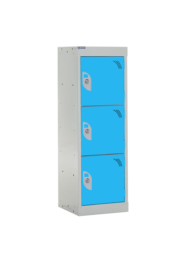 School Locker 955x300x450mm - 3 Compartments - Light Blue