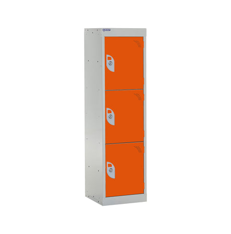 Spectrum School Locker 1235x300x300mm - 3 Compartments - Chilli Pepper Orange