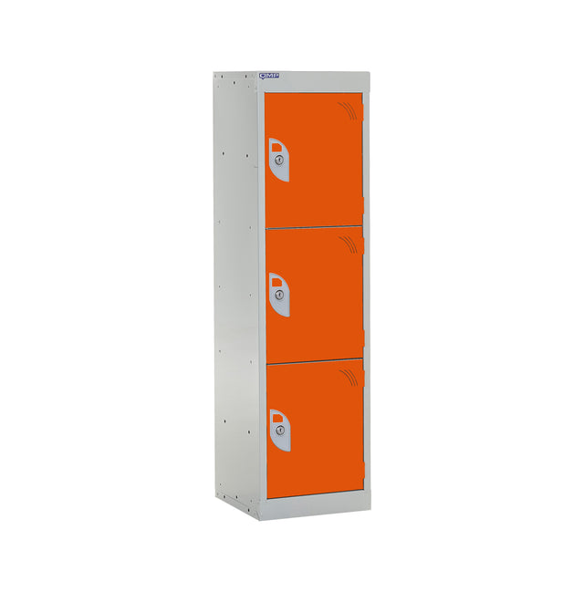 Spectrum School Locker 1235x380x380mm - 3 Compartments - Chilli Pepper Orange