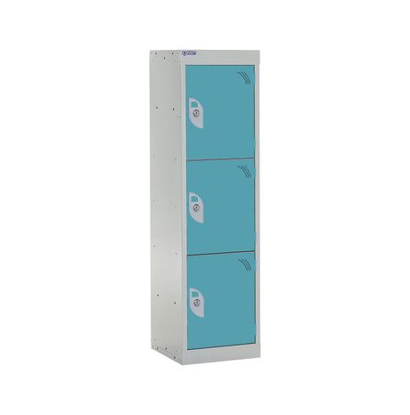 Spectrum School Locker 1235x300x300mm - 3 Compartments - Lagoon Blue