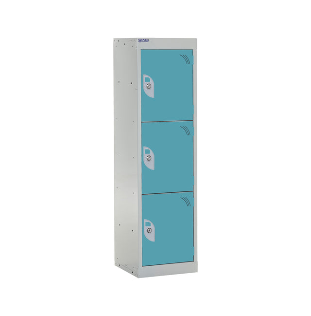 Spectrum School Locker 1235x300x300mm - 3 Compartments - Lagoon Blue