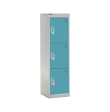 Spectrum School Locker 1235x300x450mm - 3 Compartments - Lagoon Blue