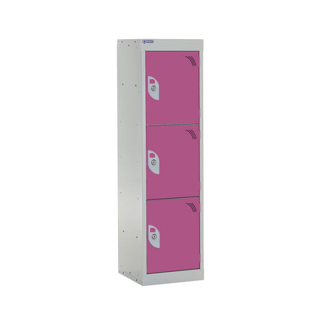 Spectrum School Locker 1235x300x450mm - 3 Compartments - Pitahaya Pink