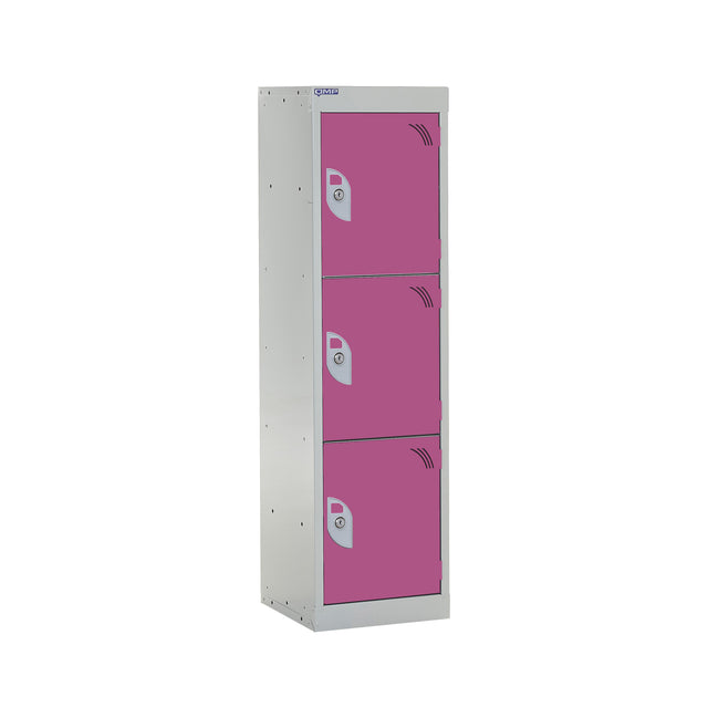 Spectrum School Locker 1235x300x450mm - 3 Compartments - Pitahaya Pink