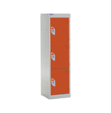 Spectrum School Locker 1235x300x450mm - 3 Compartments - Tangelo Orange