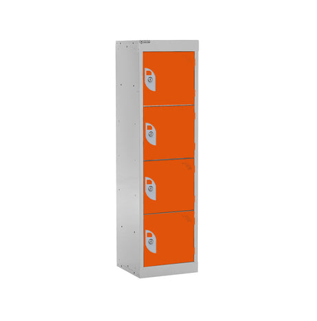 Spectrum School Locker 1235x300x300mm - 4 Compartments - Chilli Pepper Orange