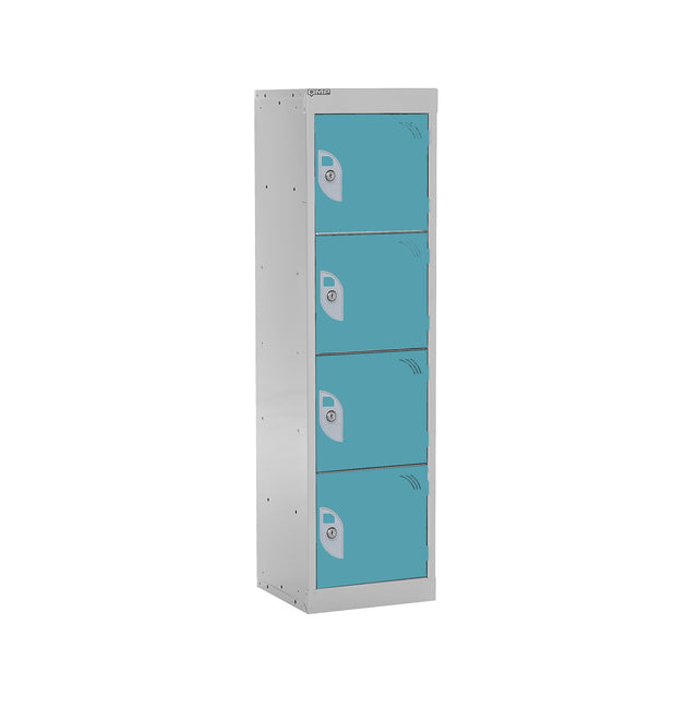 Spectrum School Locker 1235x300x450mm - 4 Compartments - Lagoon Blue