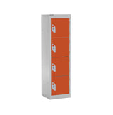 Spectrum School Locker 1235x300x300mm - 4 Compartments - Tangelo Orange