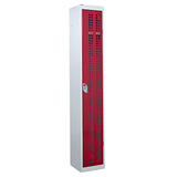 Perforated Door Locker 1800x300x450 - 1 Compartment - Red
