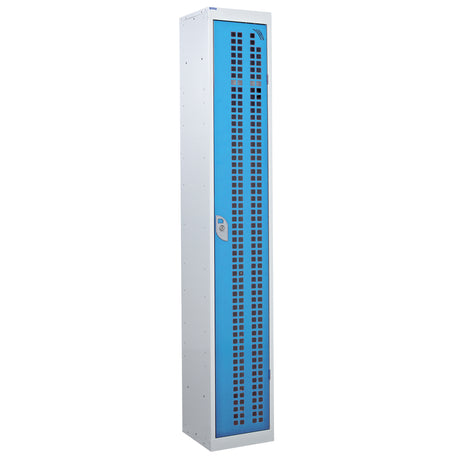 Perforated Door Locker 1800x300x300 - 1 Compartment - Light Blue