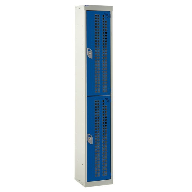 Perforated Door Locker 1800x300x300 - 2 Compartments - Blue