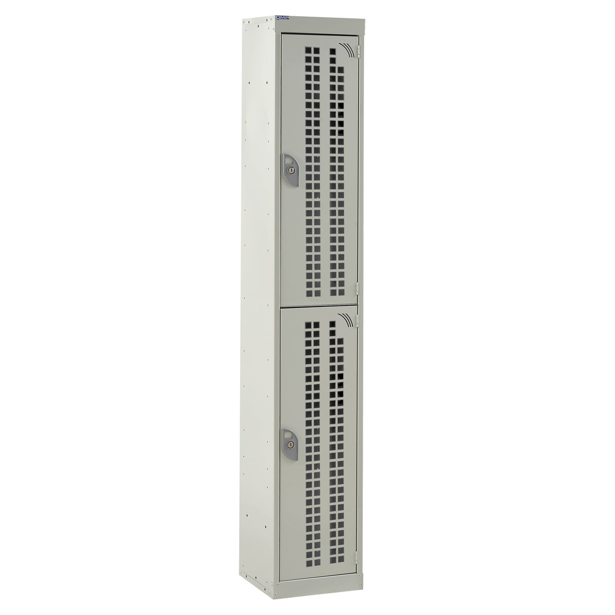 Perforated Door Locker 1800x380x380 - 2 Compartments - Light Grey
