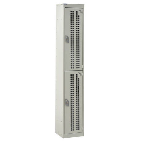 Perforated Door Locker 1800x300x450 - 2 Compartments - Light Grey