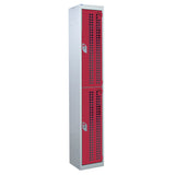 Perforated Door Locker 1800x450x450 - 2 Compartments - Red