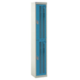 Perforated Door Locker 1800x300x300 - 2 Compartments - Light Blue