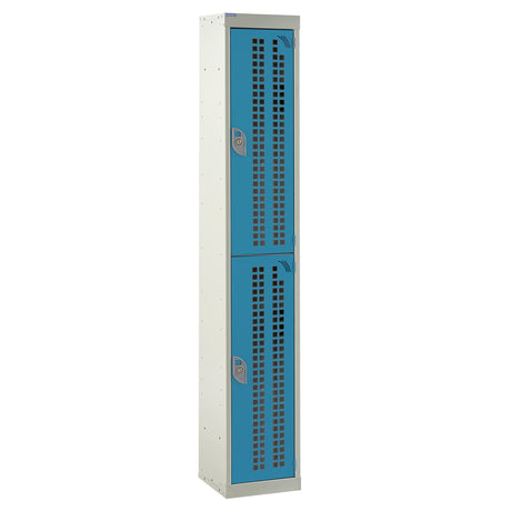 Perforated Door Locker 1800x380x380 - 2 Compartments - Light Blue