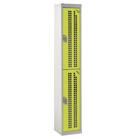 Perforated Door Locker 1800x300x450 - 2 Compartments - Yellow