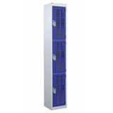 Perforated Door Locker 1800x450x450 - 3 Compartments - Blue