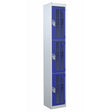 Perforated Door Locker 1800x300x450 - 3 Compartments - Blue