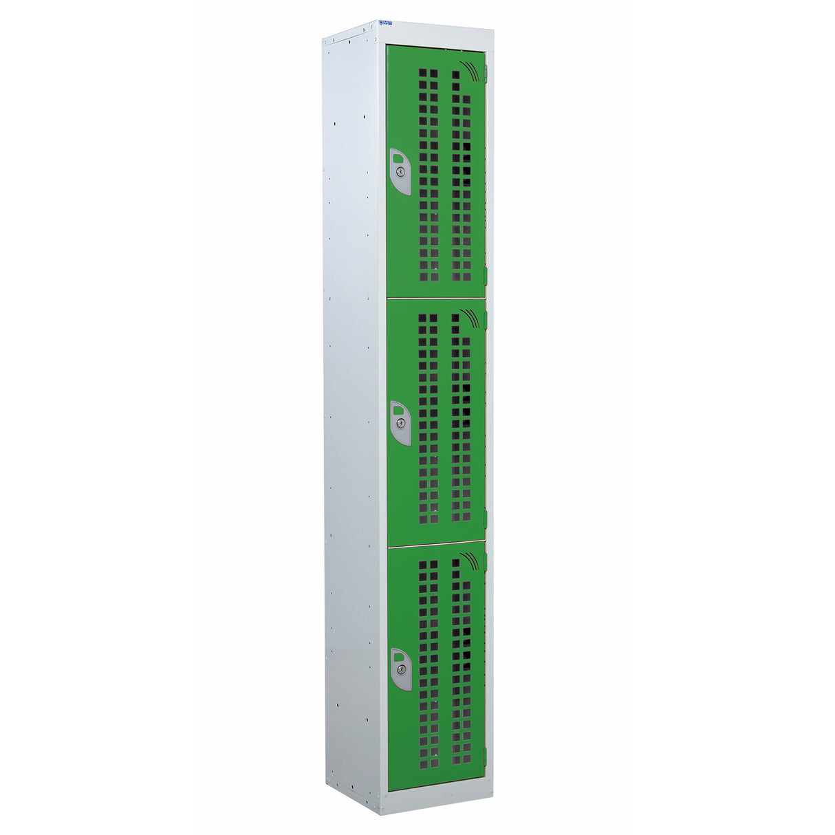 Perforated Door Locker 1800x380x380 - 3 Compartments - Green