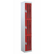 Perforated Door Locker 1800x380x380 - 3 Compartments - Red