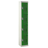 Perforated Door Locker 1800x300x300 - 4 Compartments - Green