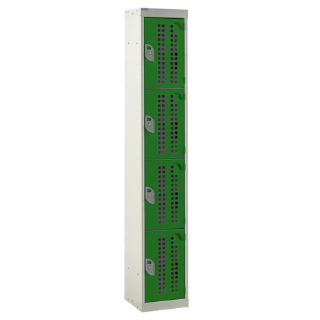 Perforated Door Locker 1800x300x300 - 4 Compartments - Green