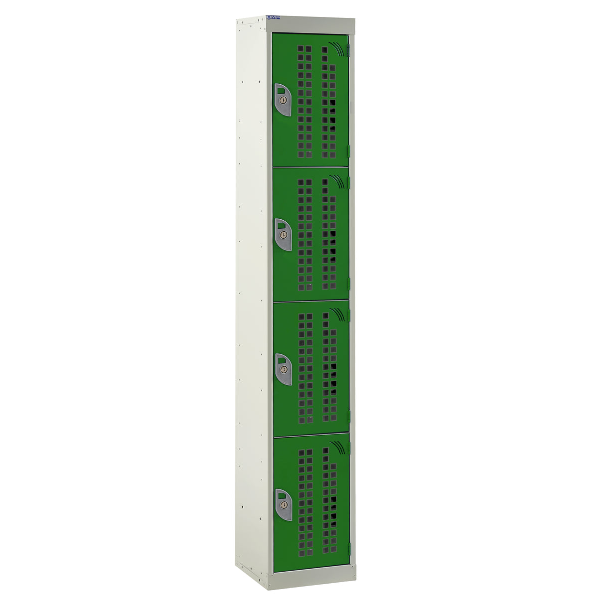 Perforated Door Locker 1800x300x450 - 4 Compartments - Green