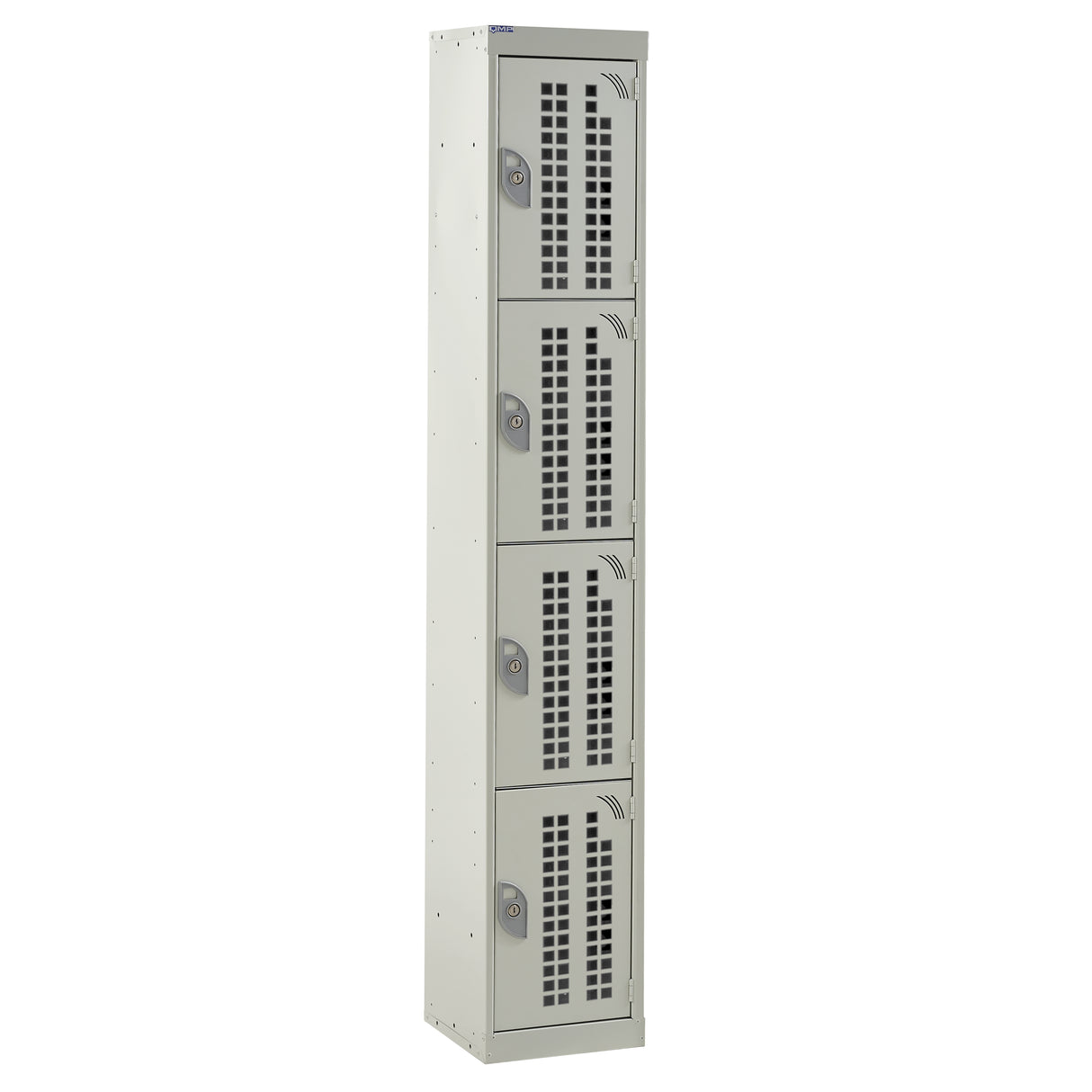 Perforated Door Locker 1800x300x450 - 4 Compartments - Light Grey