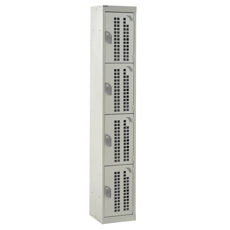 Perforated Door Locker 1800x450x450 - 4 Compartments - Light Grey
