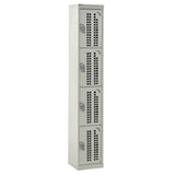 Perforated Door Locker 1800x380x380 - 4 Compartments - Light Grey