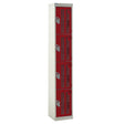 Perforated Door Locker 1800x300x300 - 4 Compartments - Red