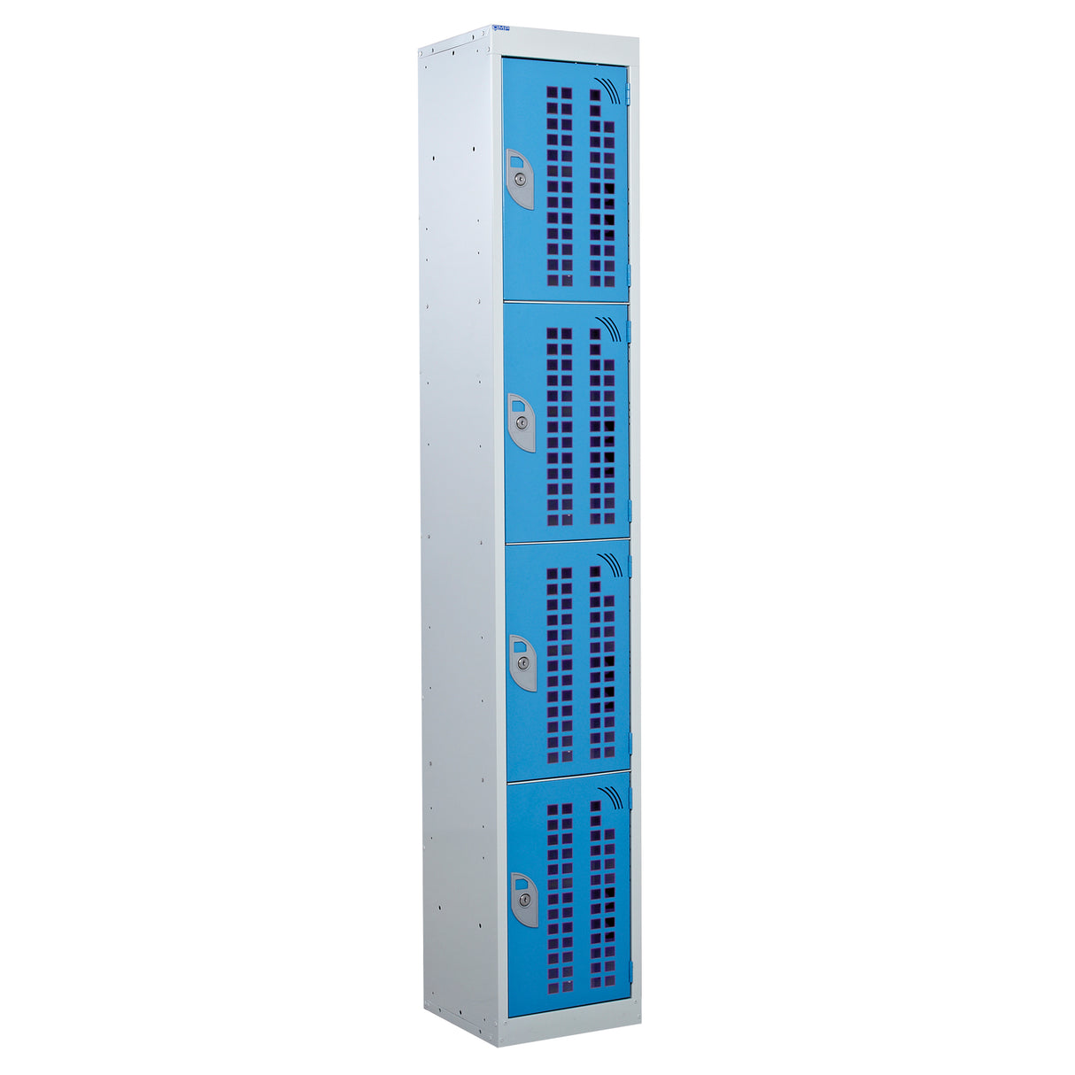 Perforated Door Locker 1800x450x450 - 4 Compartments - Light Blue